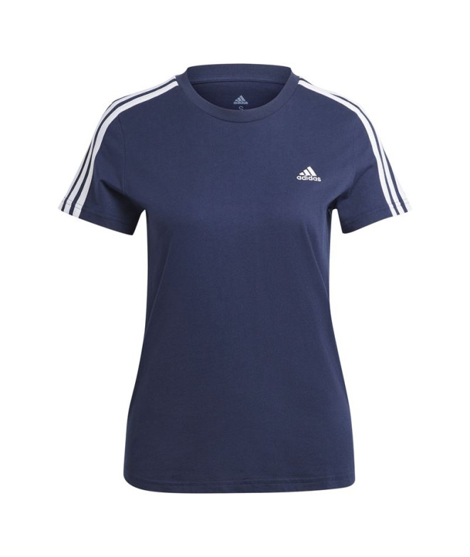 Camiseta adidas Essentials 3-Stripes Mulher Azul
