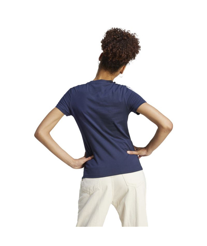 Camiseta adidas Essentials 3-Stripes Mulher Azul