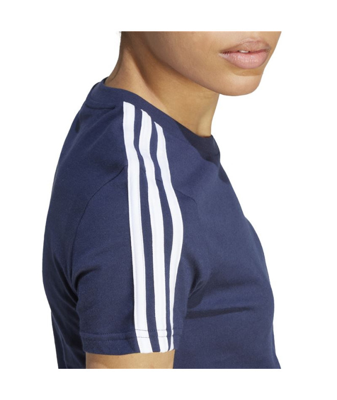 Camiseta adidas Essentials 3-Stripes Mulher Azul