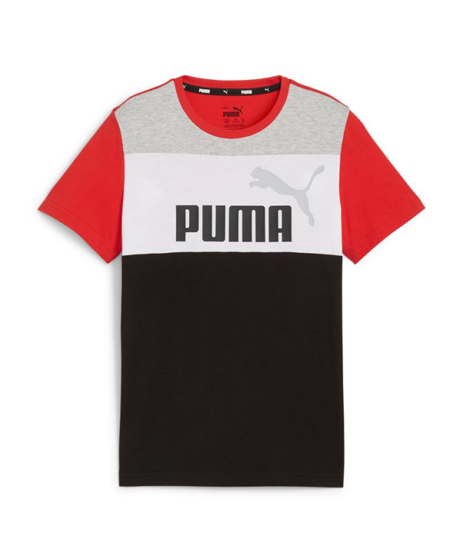 Camiseta Puma ESS BLOCK Preto/Vermelho Infantil