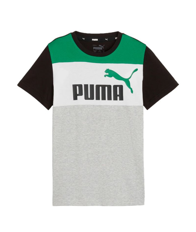 Camiseta Puma Essential BLOCK Preto/Cinza Infantil