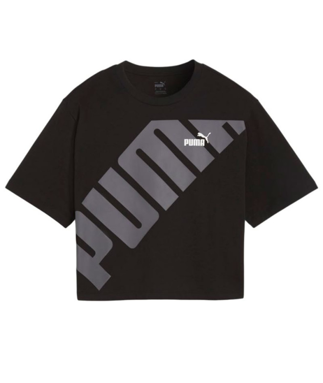 Camiseta Puma Power Cropped Negro Mujer