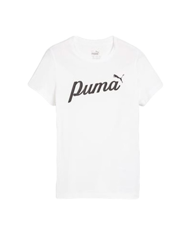 Camiseta Puma Essentials+ Script Blanco Infantil
