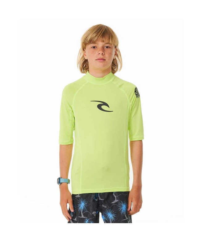 Camiseta de Surf Rip Curl Brand Wave Upf S/S- Niño Amarillo
