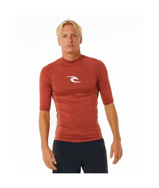 Camiseta de Surfar Rip Curl Waves Upf Perf S/S Homem Vermelho
