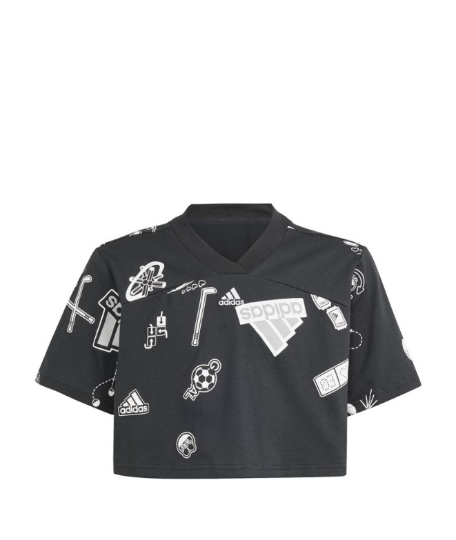 T-shirt adidas Jg Brand Love Crop Fille Noir