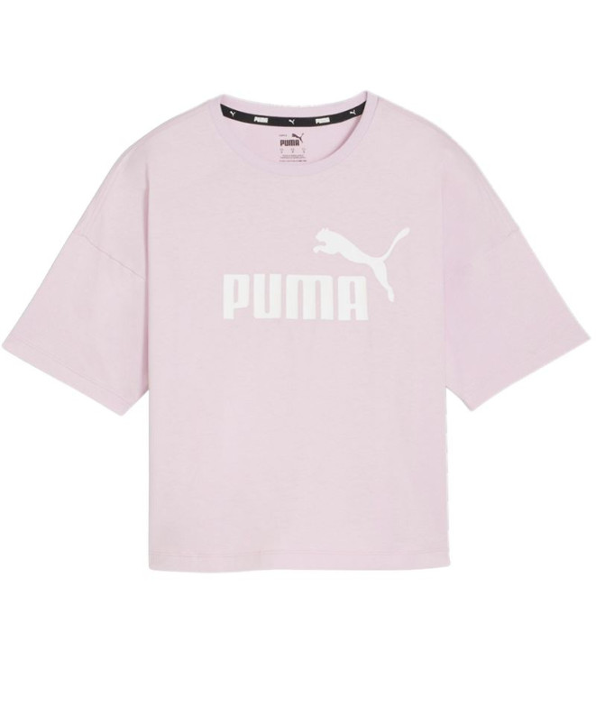 Camiseta Puma Essentials Cropped Mulher Lilás