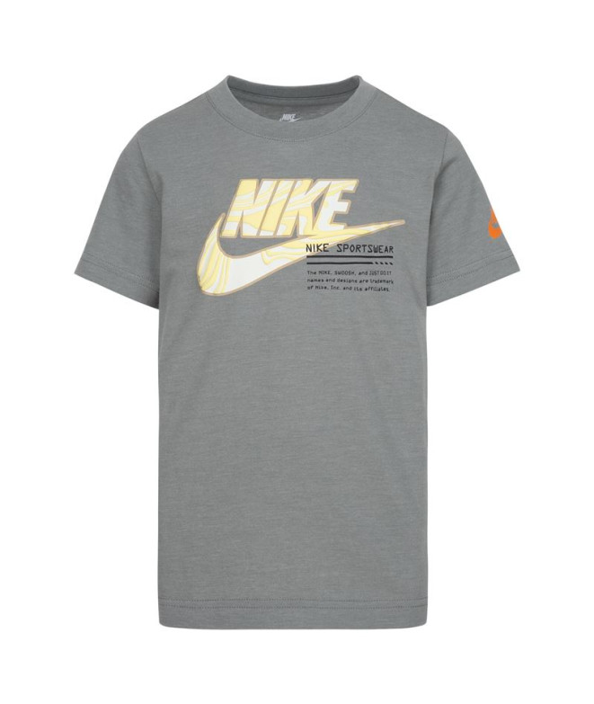 Camiseta Nike Futura Micro Text Menino Cinzento
