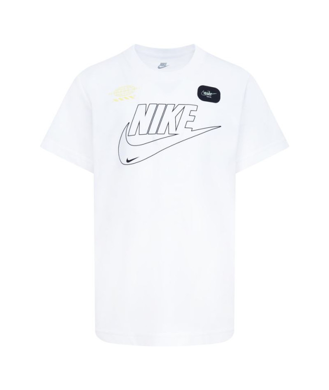 Camiseta Nike Club+ Futura Menino Branco