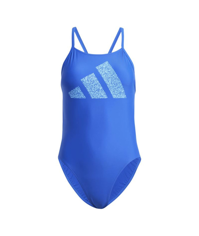 Bañador de Natación adidas 3 Bars Logo Print Mujer Azul