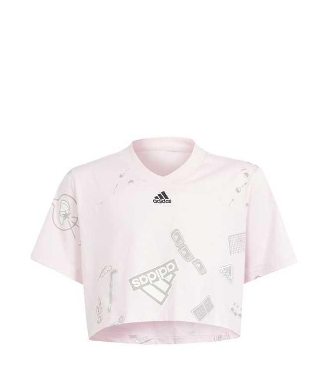 Camiseta adidas Brand Love Crop Menina Rosa