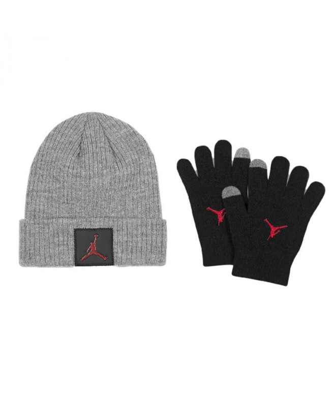 Set Nike Gorro com remendo de metal Jumpman Set Infantil Cinzento