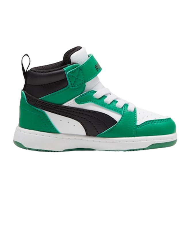 Chaussures Enfant Puma Rebound V6 Mid White Green