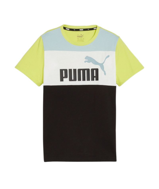 Camiseta Puma Essential BLOCK Preto/Amarelo Infantil