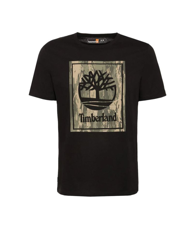 T-shirt Timberland Stack Logo Camo Noir Homme
