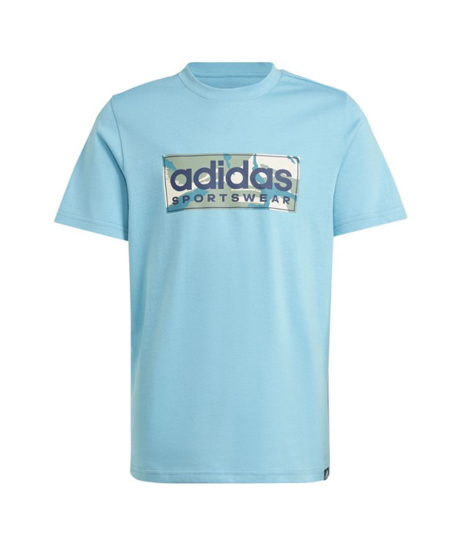 Camiseta adidas Camo Linear Menino Azul