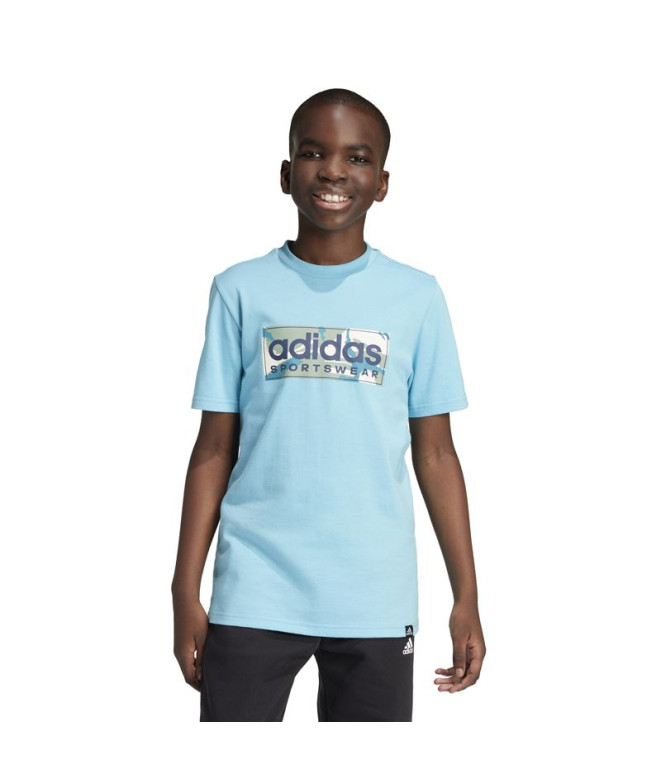 T-shirt adidas Camo Linear Enfant Bleu