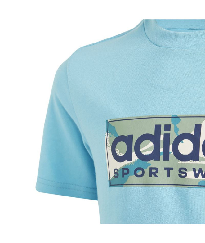 T-shirt adidas Camo Linear Enfant Bleu