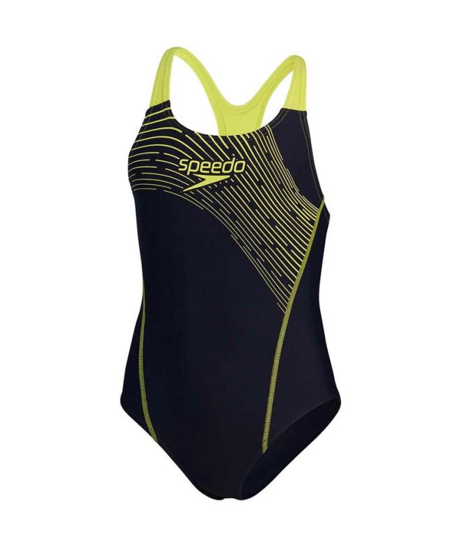 Maillot de bain de Natation Speedo Medley Logo Medalist Fille Navy/Lemon