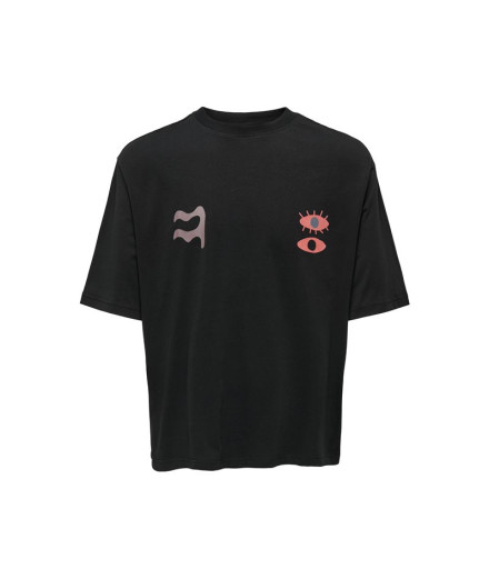 T-shirt Only & Sons Onslenny Ovz Element Noir Homme T-shirt Only & Sons Onslenny Ovz Element Noir Homme