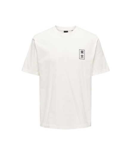 T-shirt Only & Sons Onskace Rlx Jap Blanc Homme