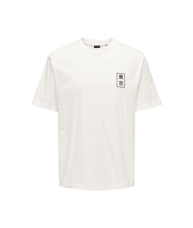 T-shirt Only & Sons Onskace Rlx Jap Blanc Homme