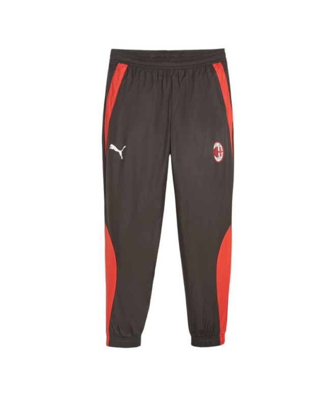 Calça Futebol Homem by Puma AC Milan Prematch Woven Preto