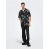 Camisa Only & Sons Corte Regular Colar Cubano Preto Homem