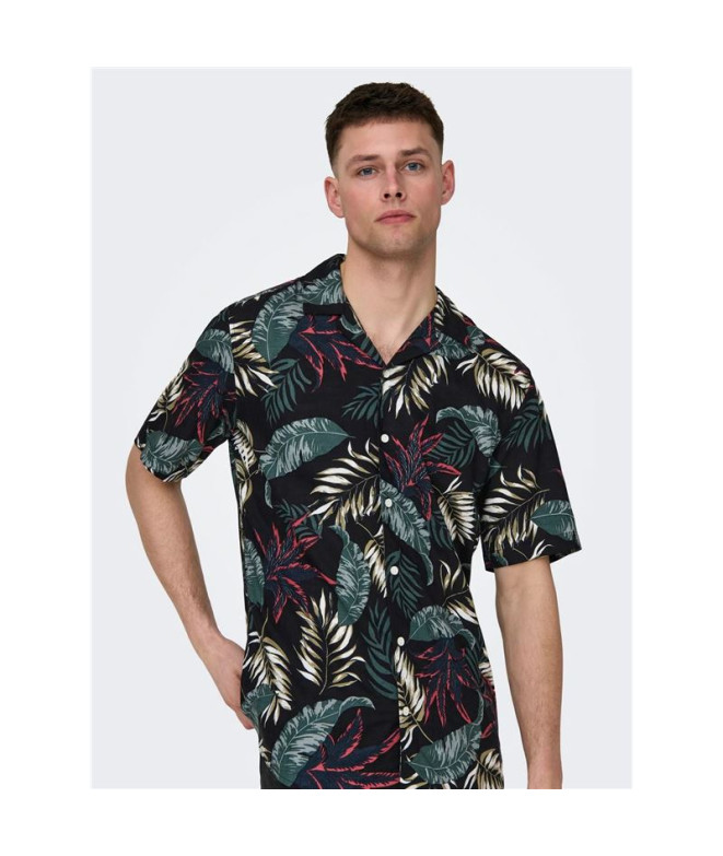 Camisa Only & Sons Corte Regular Cuello Cubano...