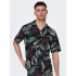 Camisa Only & Sons Corte Regular Colar Cubano Preto Homem