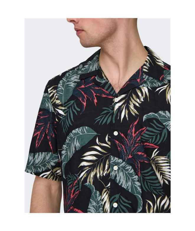 Camisa Only & Sons Corte Regular Colar Cubano...