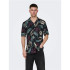 Camisa Only & Sons Corte Regular Colar Cubano Preto Homem