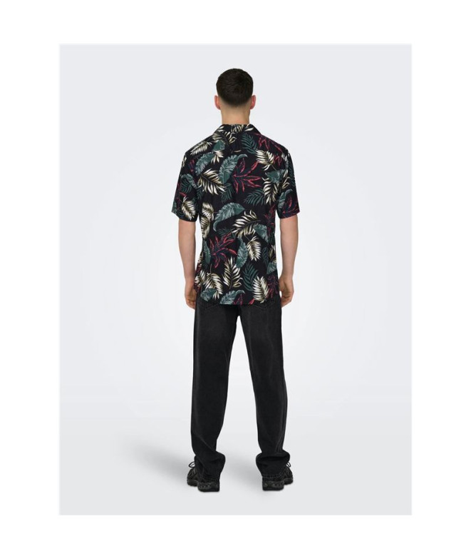 Camisa Only & Sons Corte Regular Cuello Cubano...