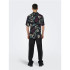 Camisa Only & Sons Corte Regular Colar Cubano Preto Homem