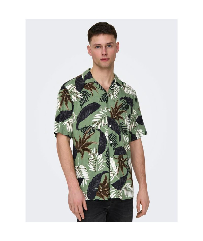 Camisa Only & Sons Regular Fit Cuban Collar...