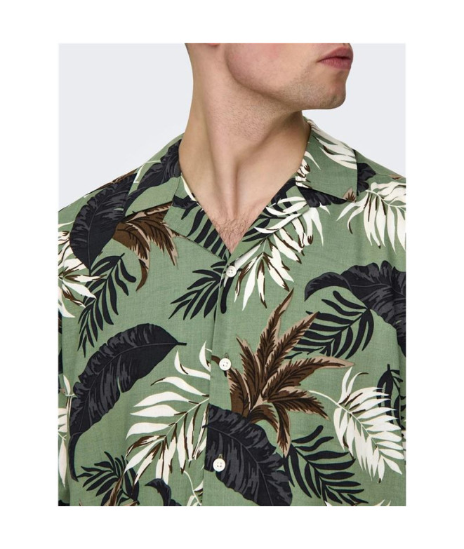 Camisa Only & Sons Regular Fit Cuban Collar...