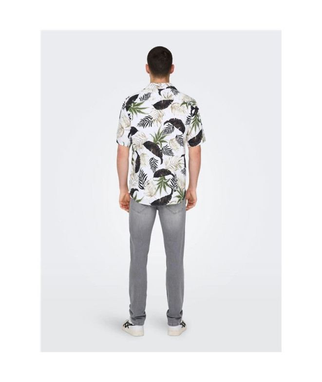Camisa Only & Sons Corte Regular Colar Cubano...