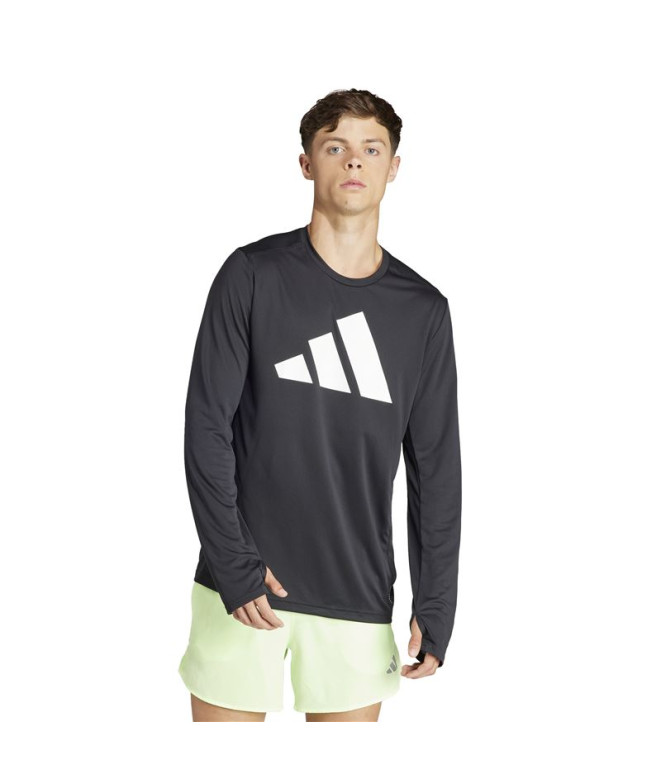 Camiseta by Running adidas Run It Ls Homem Black