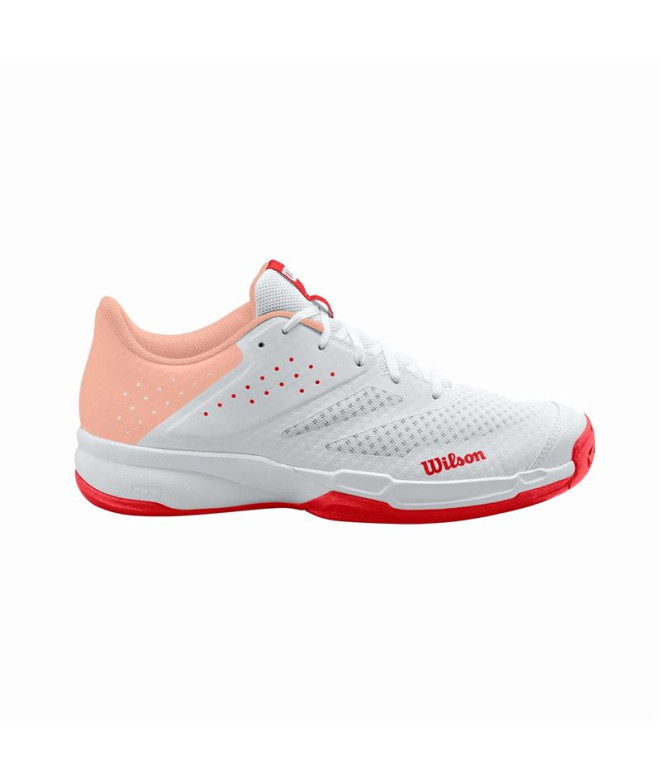 Zapatillas de Tenis Wilson Kaos Stroke 2.0 Mujer Blanco/Peach Parfait/Rojo
