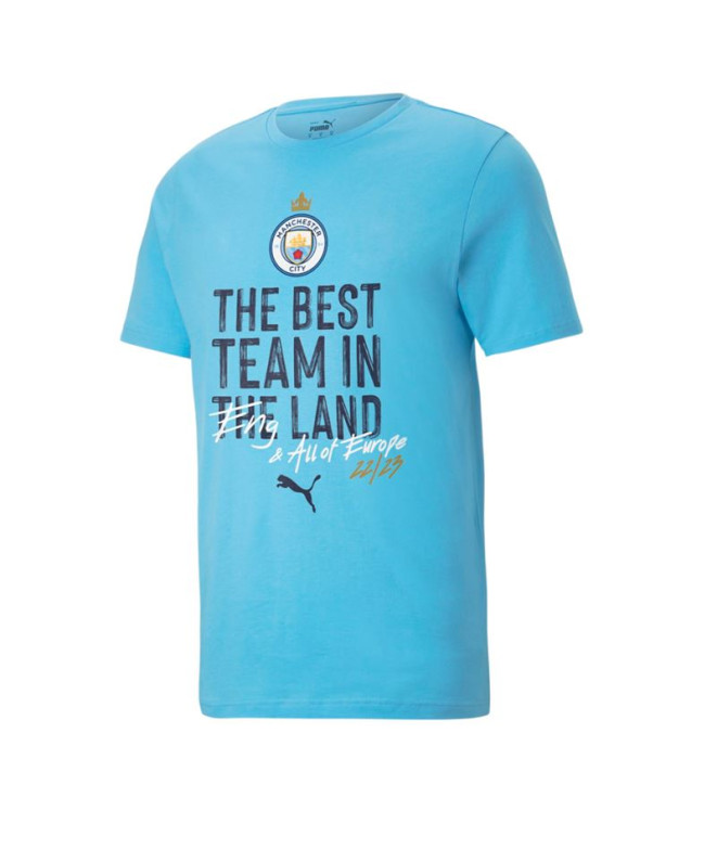 Camiseta por Futebol Puma Manchester City UCL Winners Azul Infantil