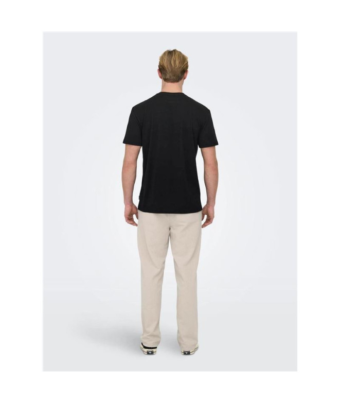 T-shirt Only & Sons Onskolton Reg Beach Noir Homme