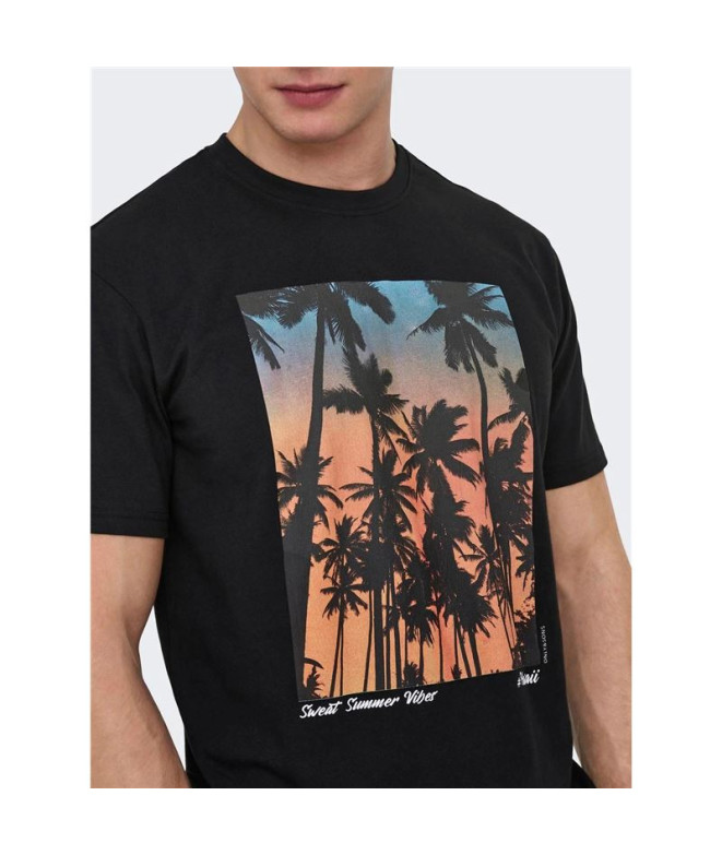 Camiseta Only & Sons Onskolton Reg Beach Preto...