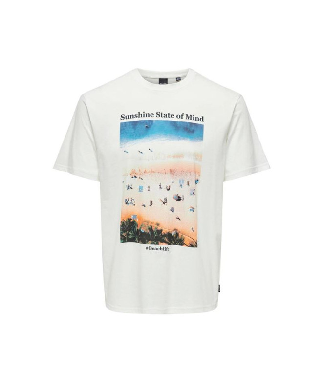 Camiseta Only & Sons Onskolton Reg Beach Blanco Hombre