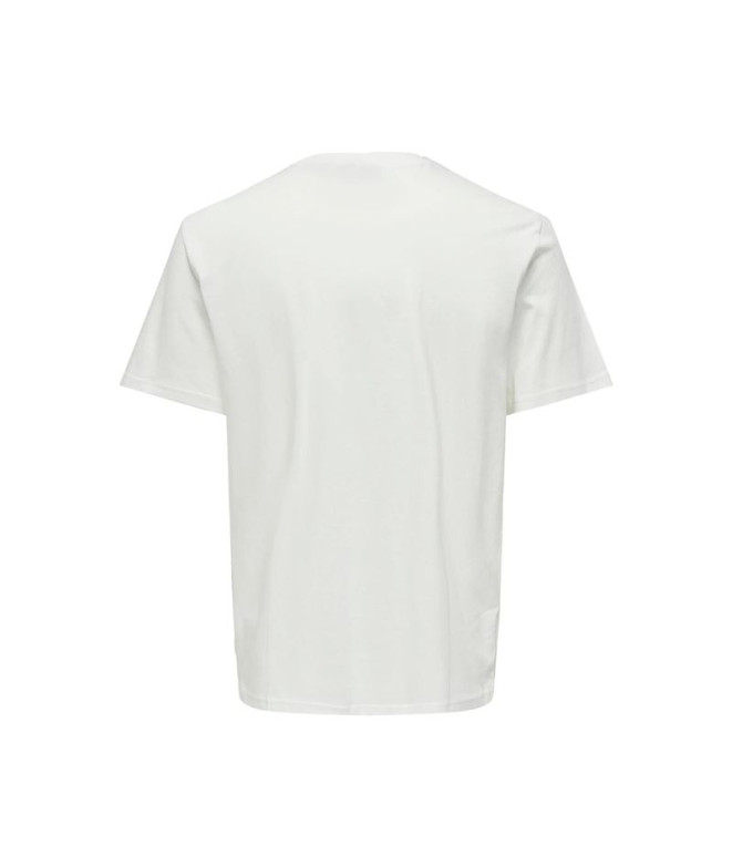 T-shirt Only & Sons Onskolton Reg Beach Blanc...