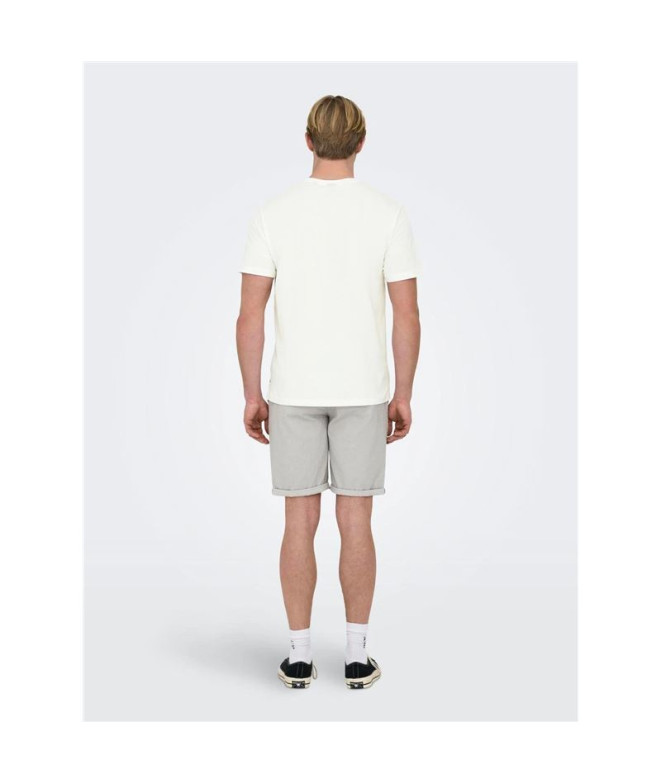 T-shirt Only & Sons Onskolton Reg Beach Blanc...