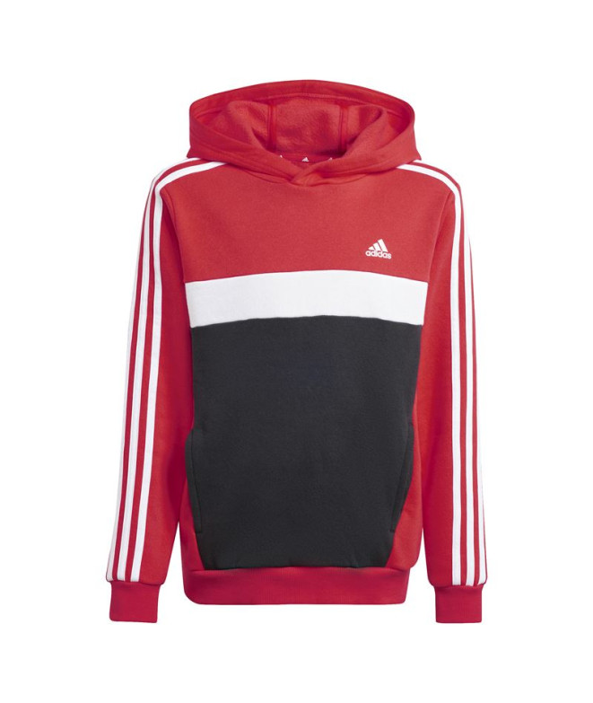 Moletom adidas camisola com capuz 3Bandas Tib Fleece Infantil Vermelho