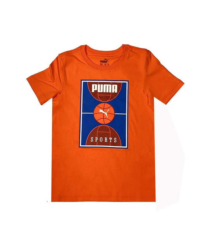 Camiseta Infantil Puma Bppo Basket Blank Ba Laranja