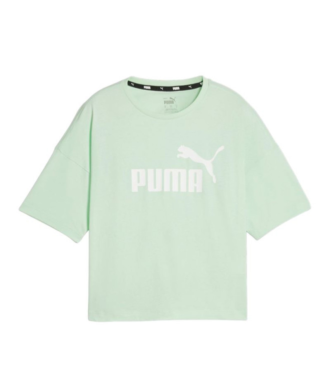 Camiseta Puma Essentials Cropped Verde Mujer