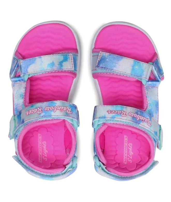 Sandales Skechers Rainbow Racer Fille Rose Bleu