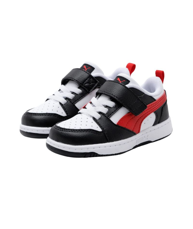 Zapatillas Puma Rebound V6 Blanco Negro Infantil